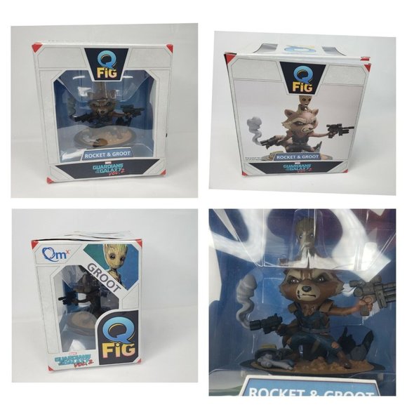 Rocket & Groot Q-Fig by Quantum Mechanix Marvel's Guardians of the Galaxy Figure - Picture 1 of 8